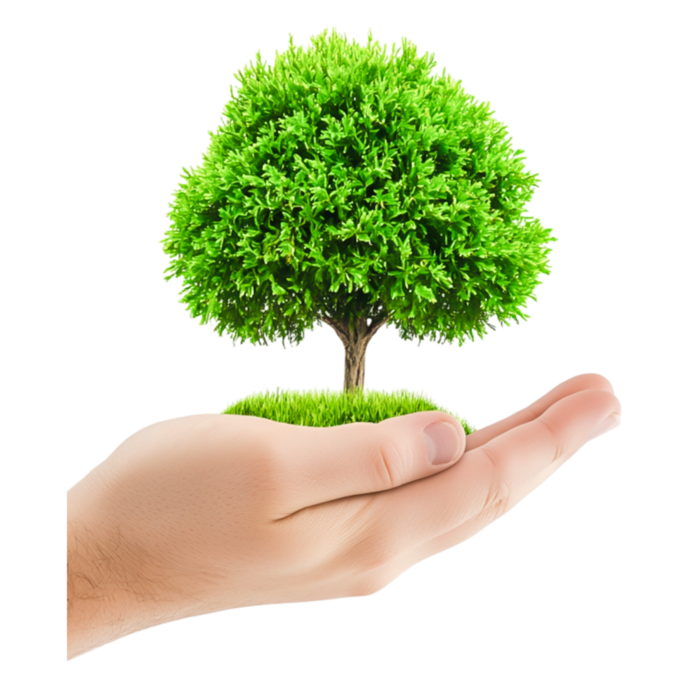 Hand Holding Green Tree Symbolizing Nature and Environmental Care png