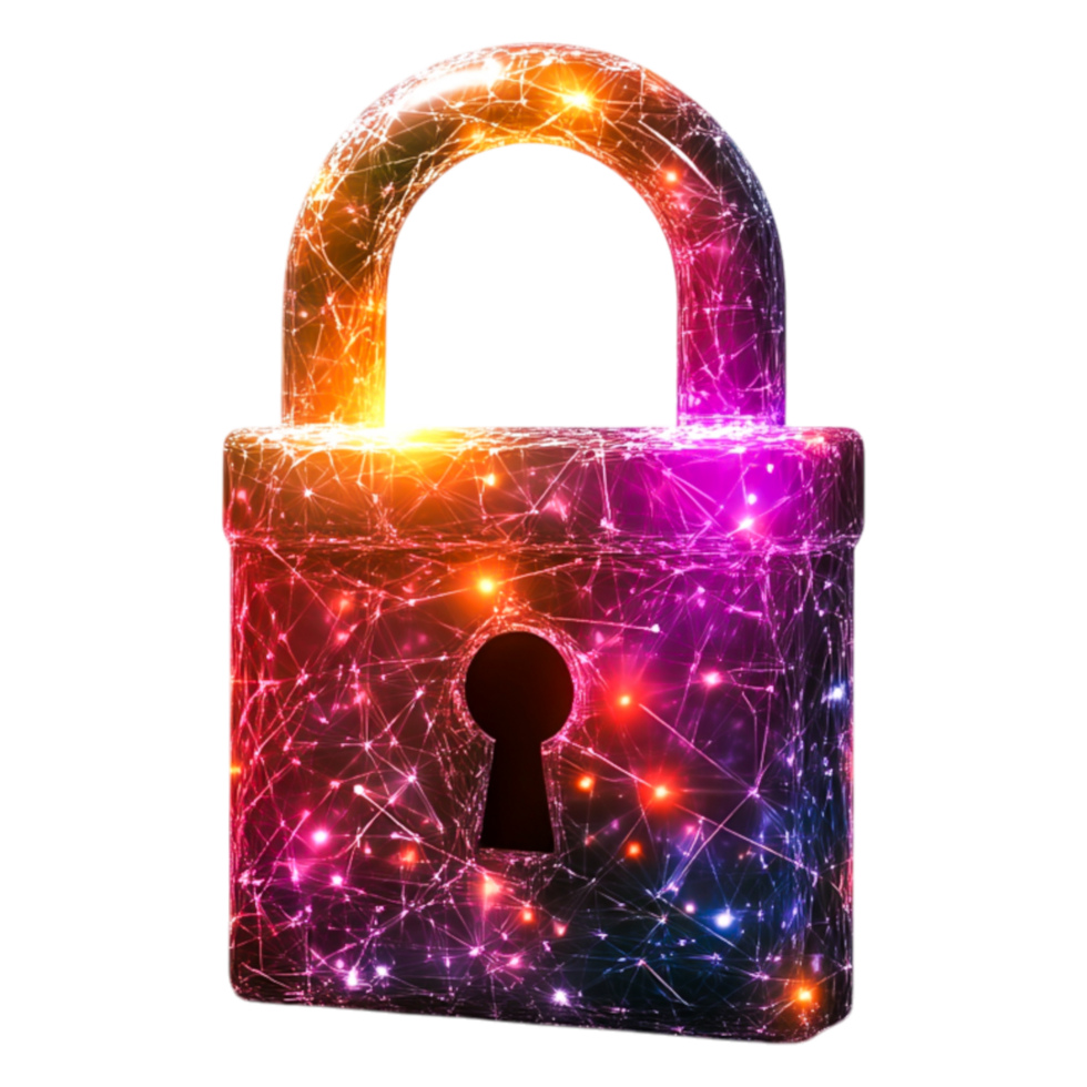 Colorful Digital Lock Representing Security and Data Protection png