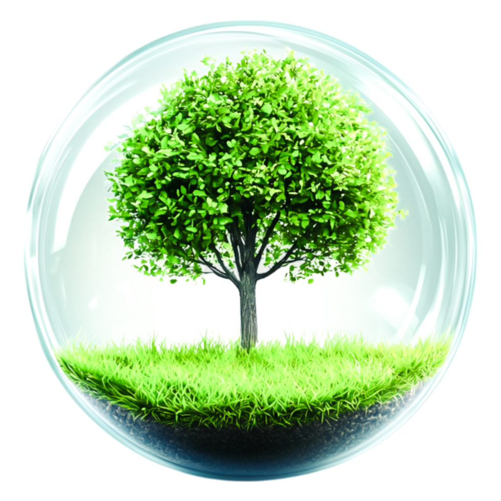 Green Tree Inside Glass Sphere Representing Nature and Environment png