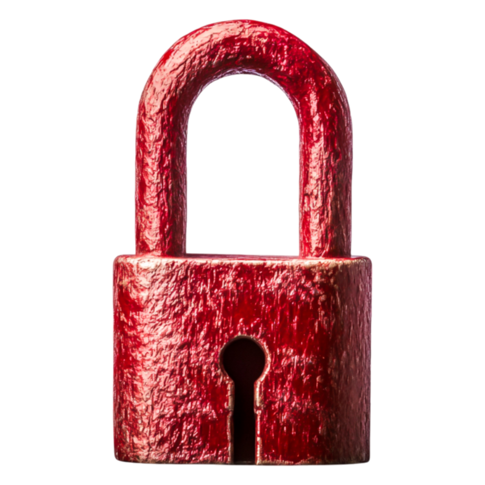 closeup of a Bright Red Padlock Isolated on png