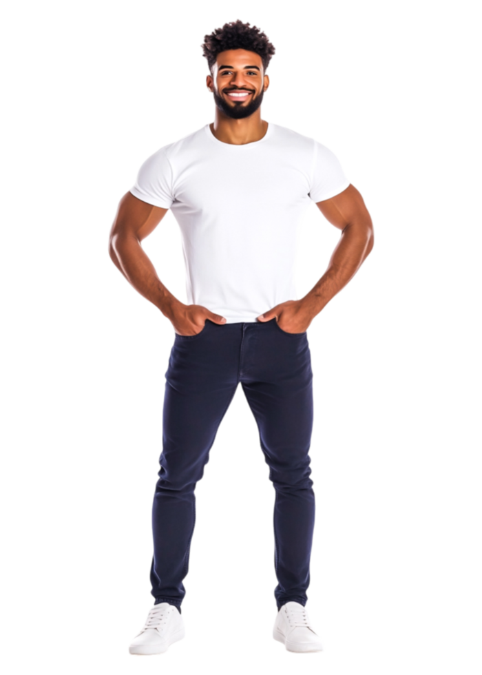 Confident young man smiling and posing in casual clothing png