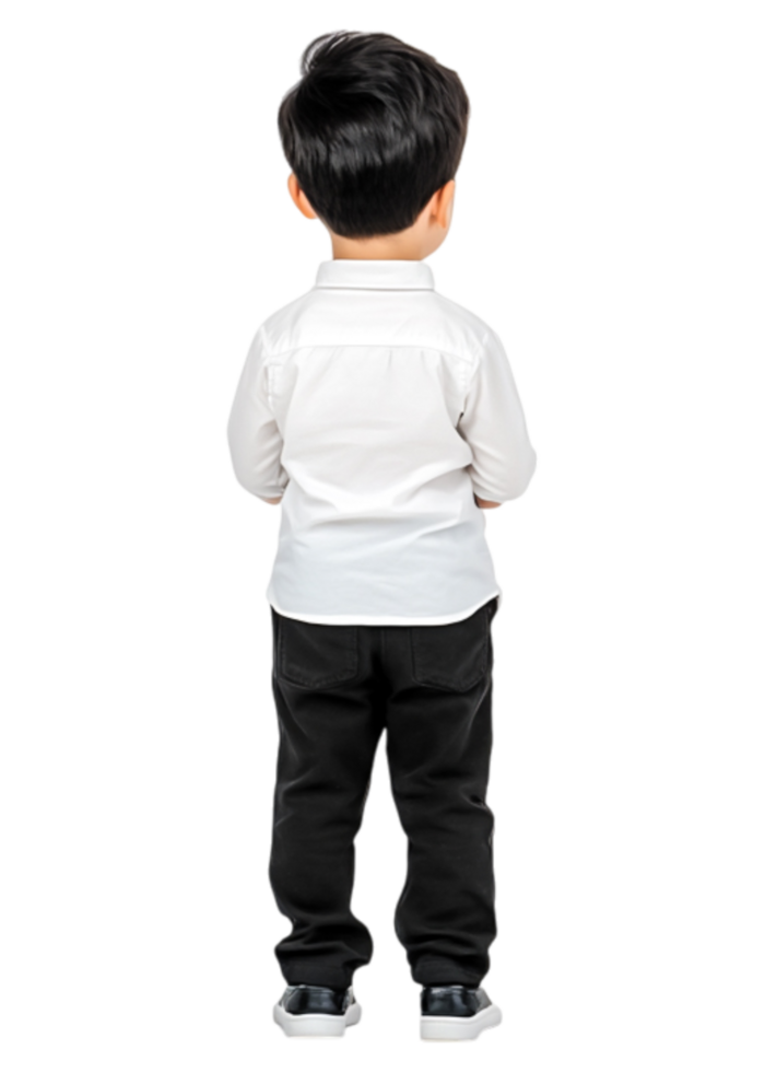 Child Standing Alone in White Shirt and Black Pants from Behind png