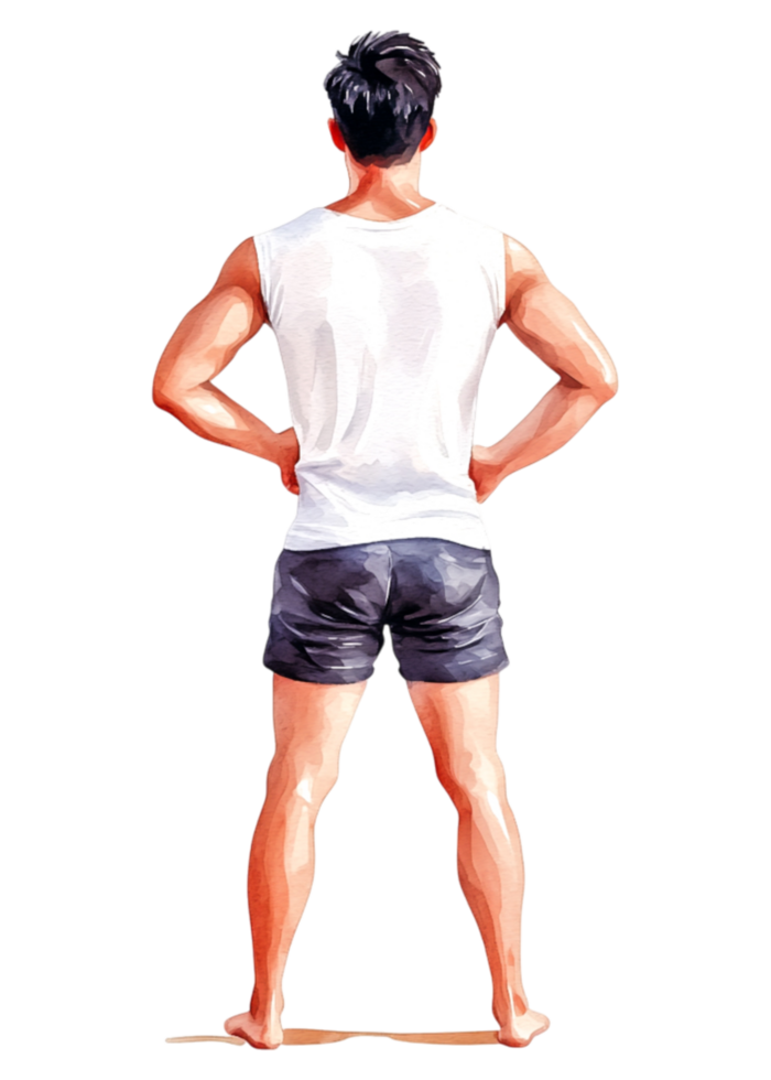 Young Man Standing Confidently with Hands on Hips in Casual Attire png