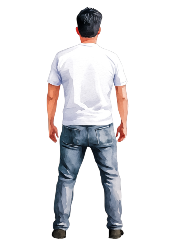 Man Standing Alone in Casual Outfit with Back to Camera png