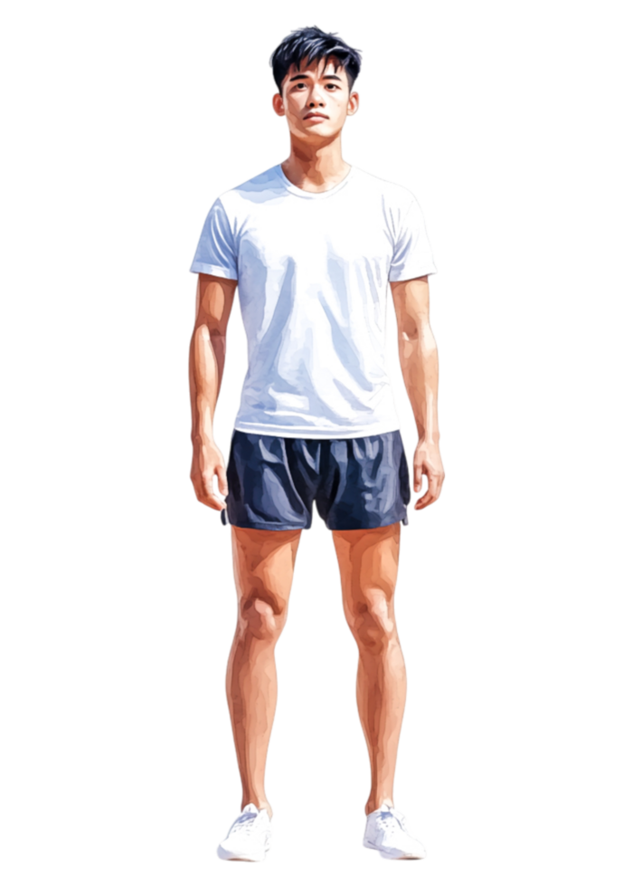 Young Man in Sportswear Standing Confidently Against a png