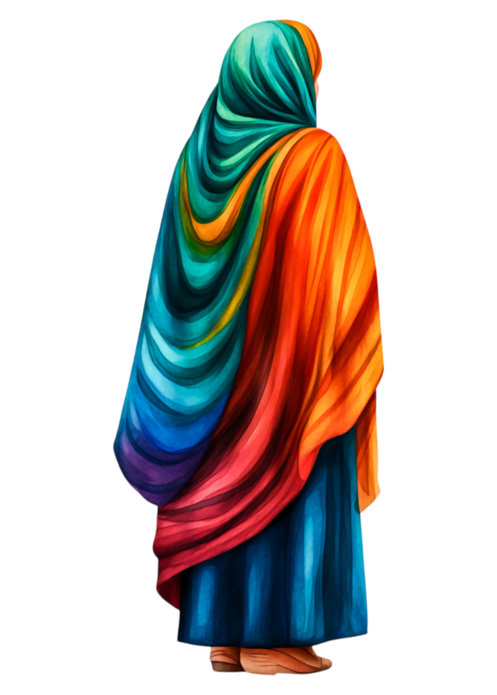 Colorful Abstract Representation of Woman in Multicolored Hijab png