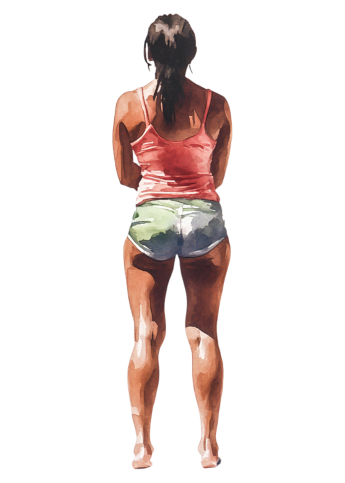 Young Woman Standing in Sportswear from the Back with Natural Pose png