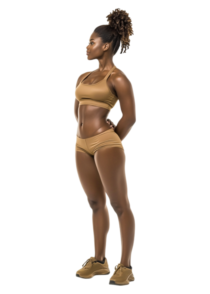 Fitness Model Standing in Athletic Wear with Strong Pose and Confidence png