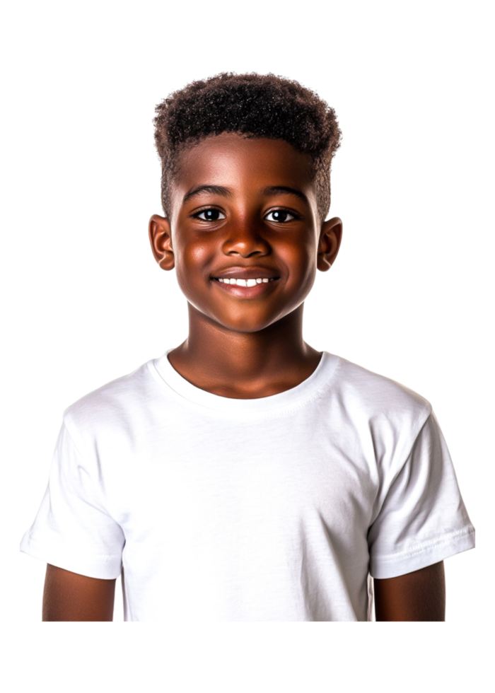 Happy young boy with bright smile on black background png