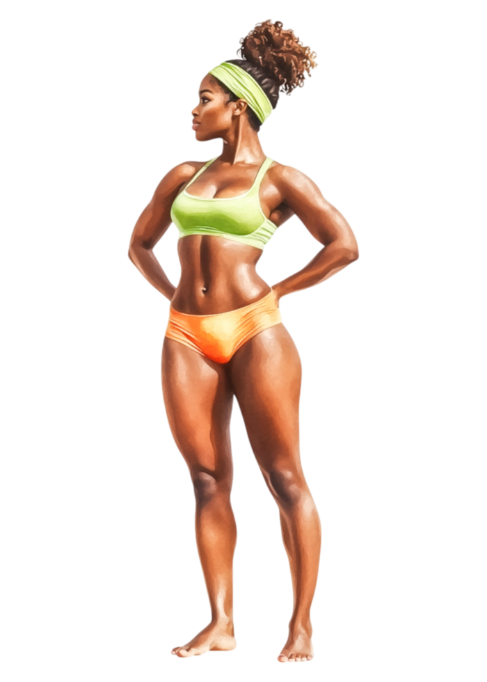 Athletic Woman in Sportswear Displaying Strength and Confidence png