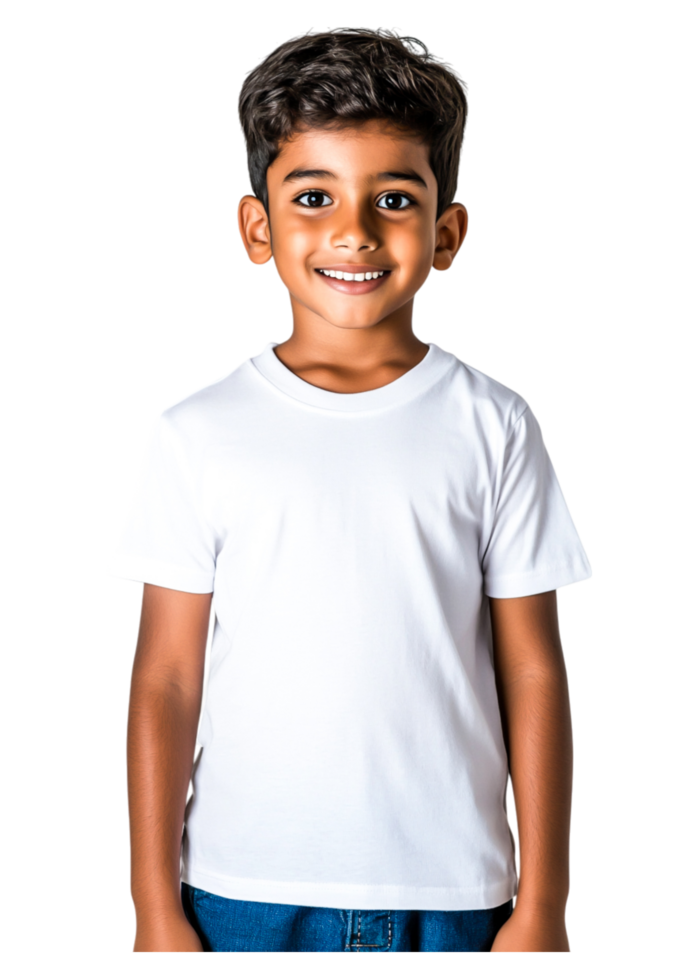 Happy Young Boy in White T-Shirt with Bright Smile on Isolated Background png