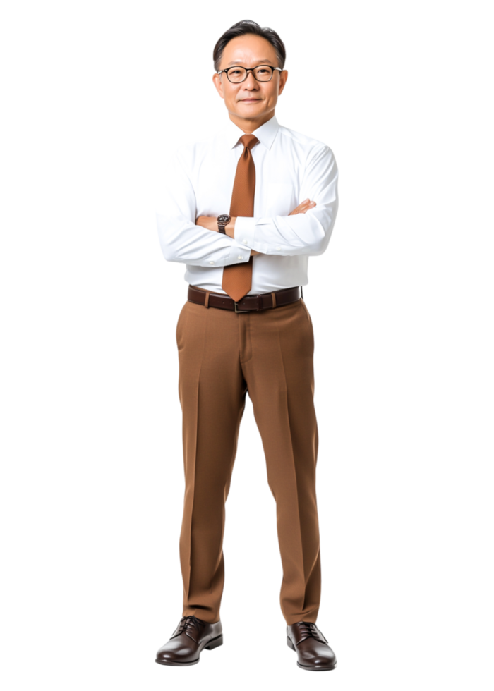 Businessman with Glasses in Formal Attire Standing Confidently png