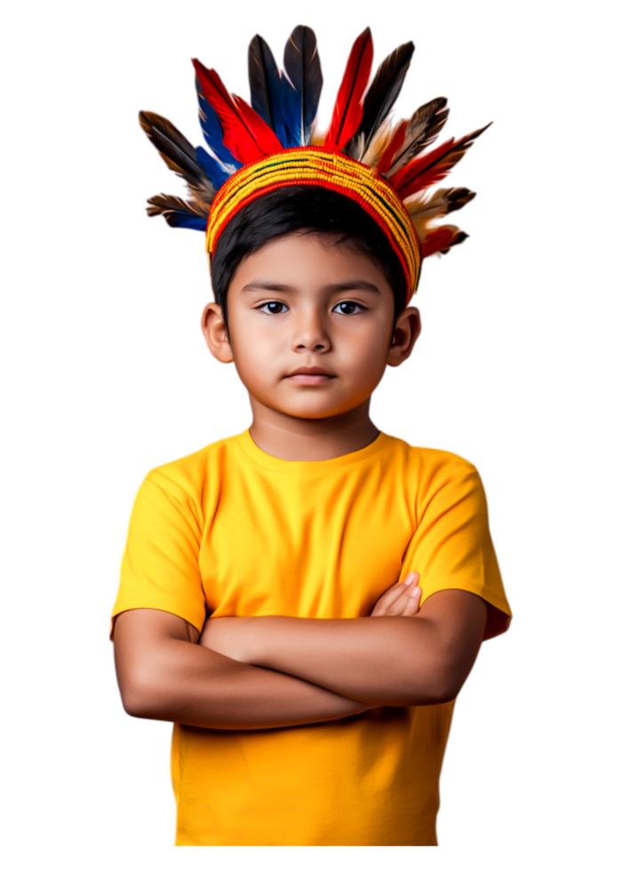 Young Child in Colorful Headband with Confident Expression png