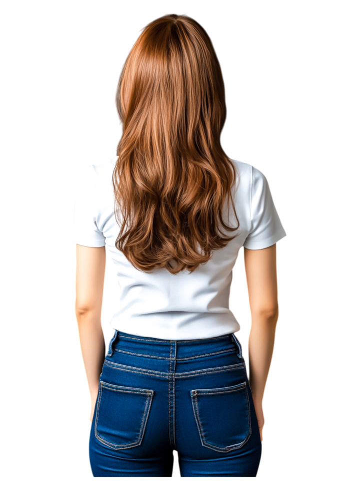 Woman with Long Brown Hair from the Back in Casual Outfit png