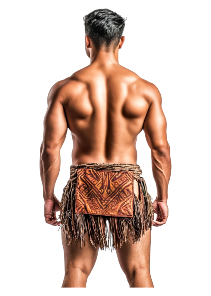 Young Male Dancer in Traditional Tribal Attire with Detailed Texture png