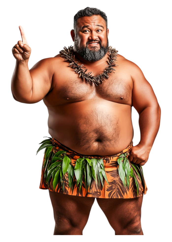 Confidence of Polynesian Man with Traditional Attire and Expression png