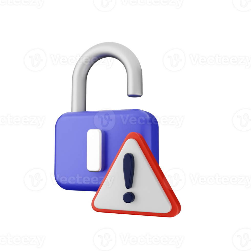 A lock with a warning sign and a padlock png