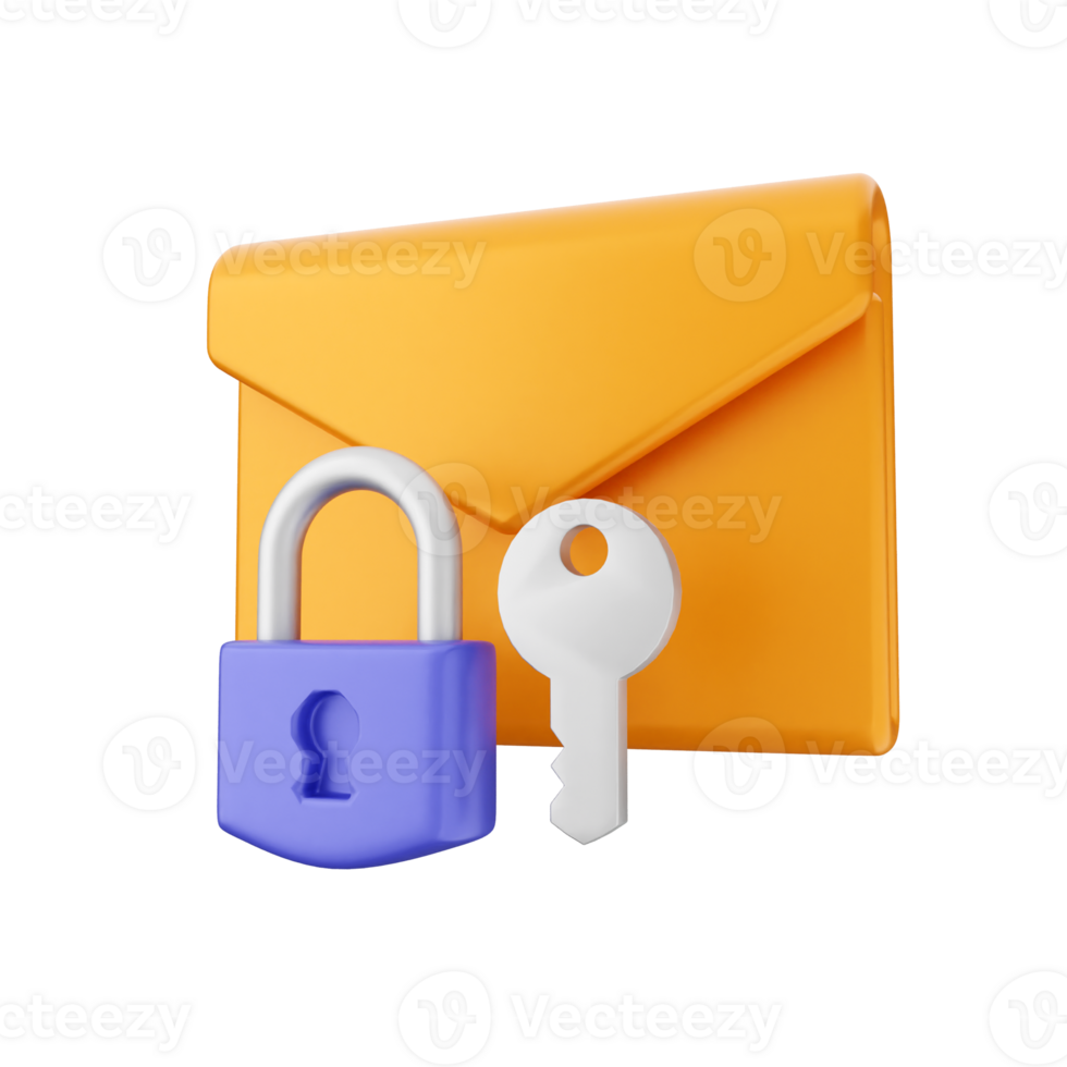 An orange envelope with a key and lock png