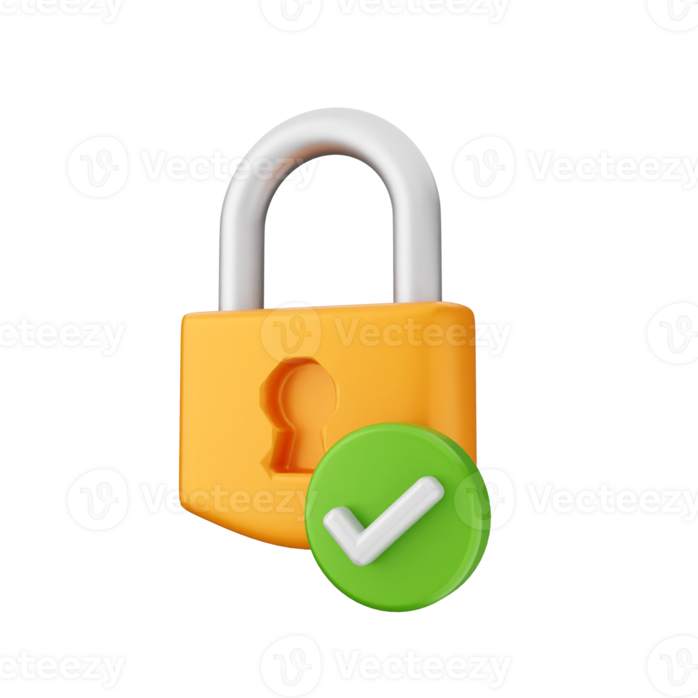An image of a lock with a green tick png