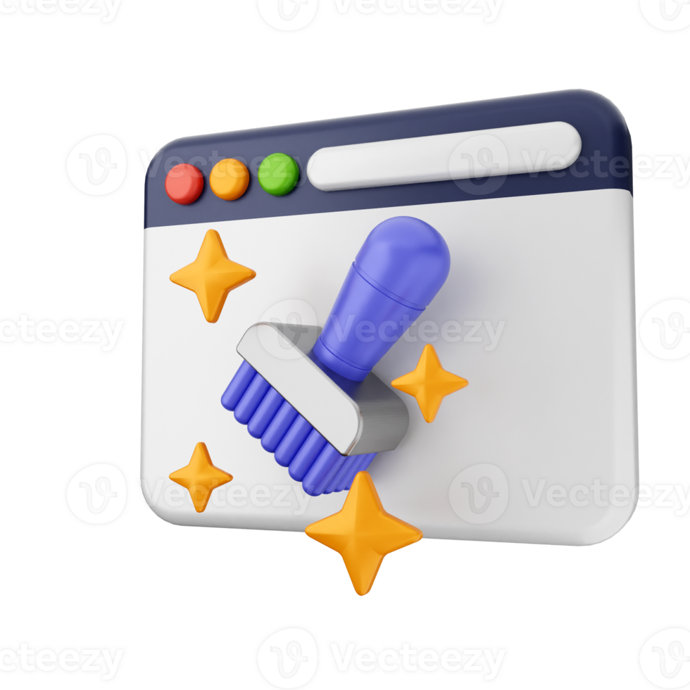 A computer with a brush and stars on it png