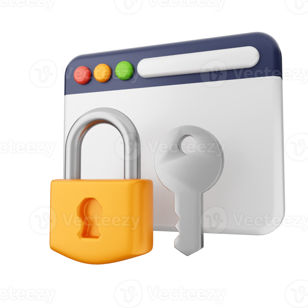 A padlock and a key on a computer screen png