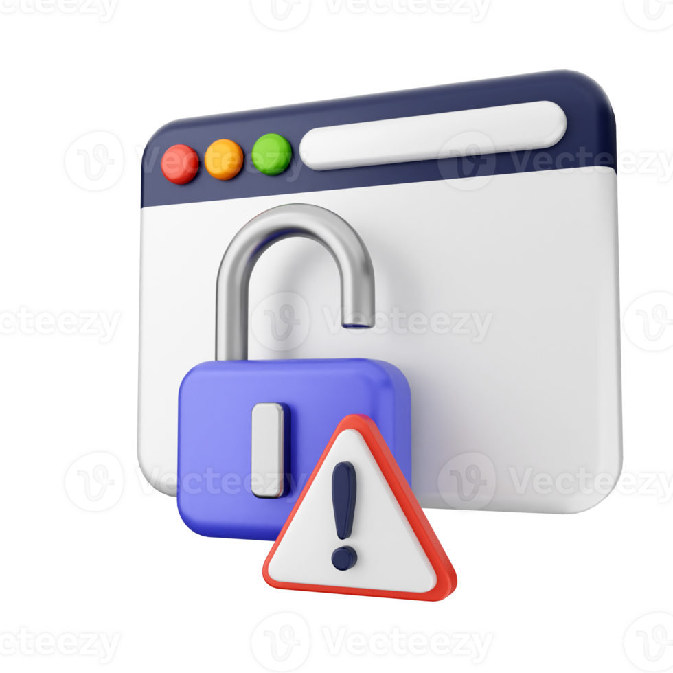 A padlock and a warning sign on a computer screen png