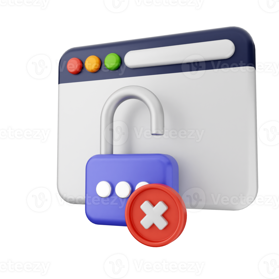 A padlock and a red cross on a computer screen png