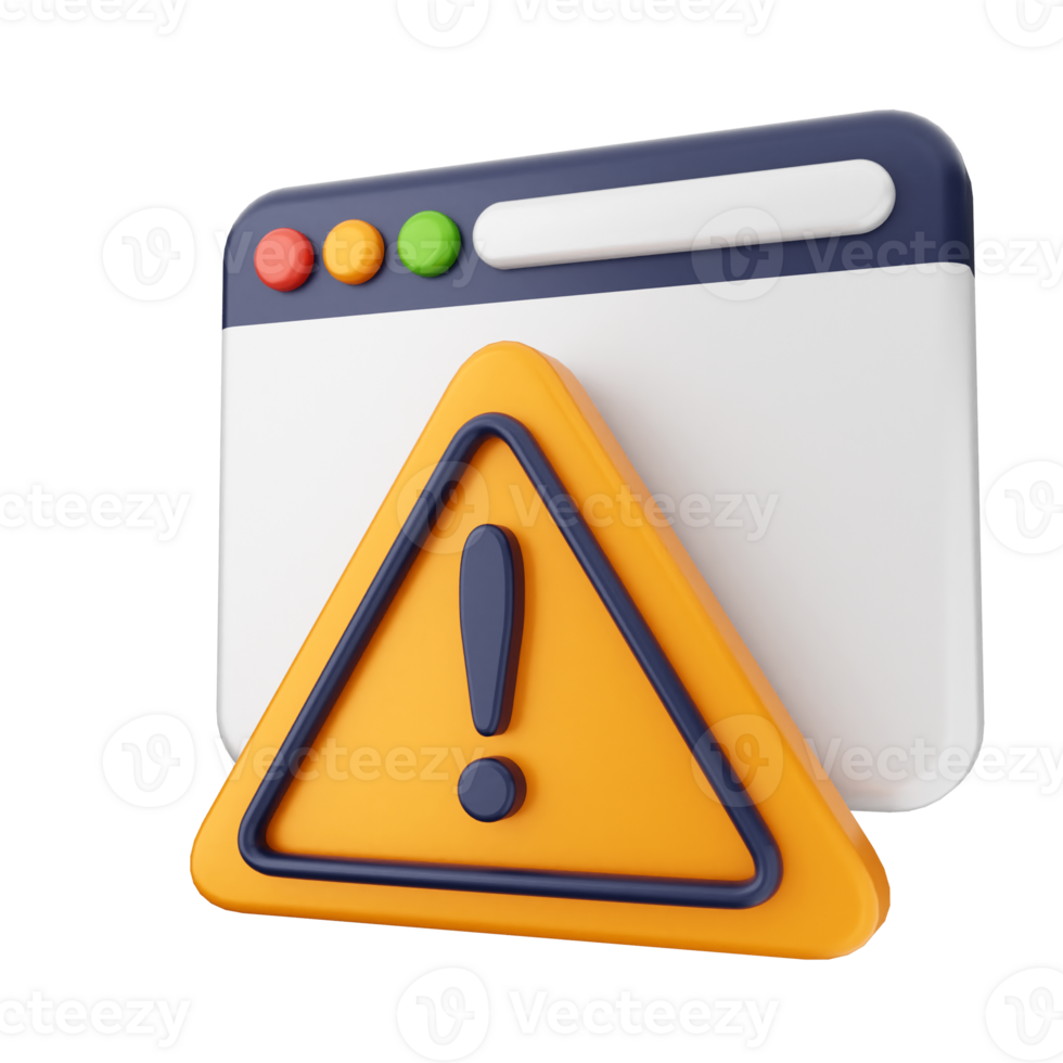 A warning sign on a computer screen png