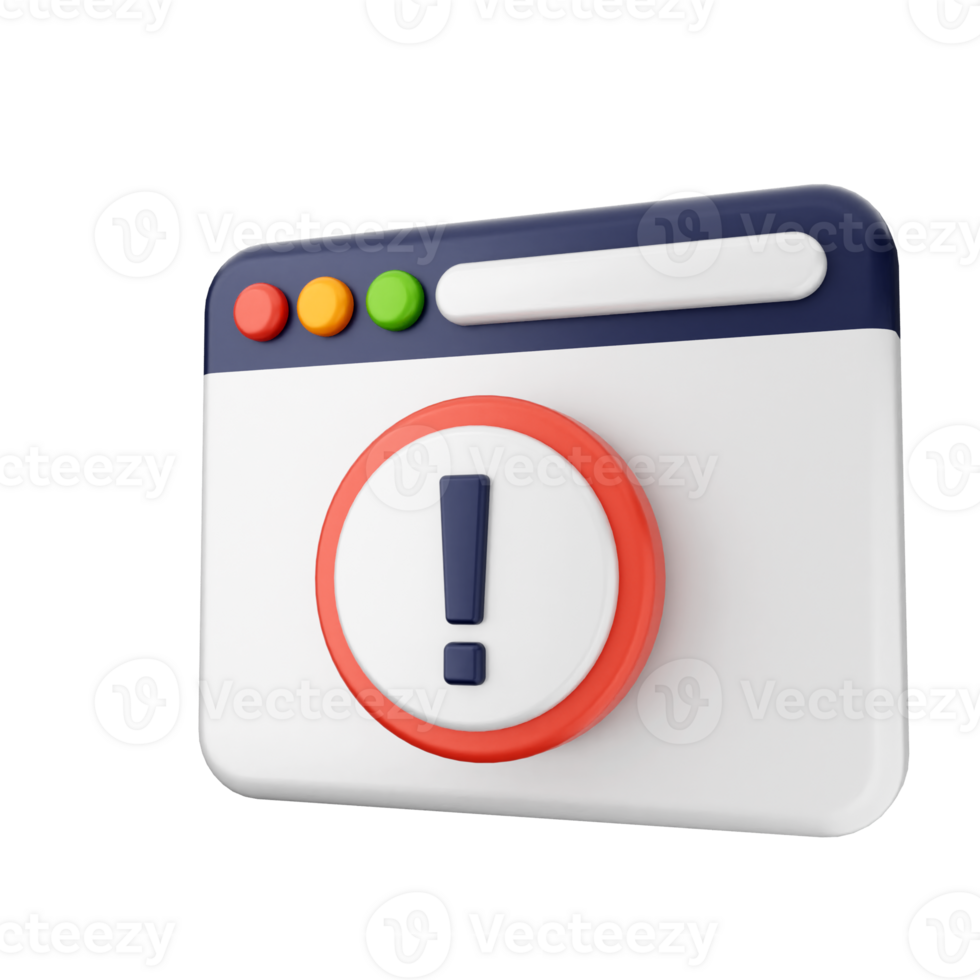 A browser with an exclamation mark on it png