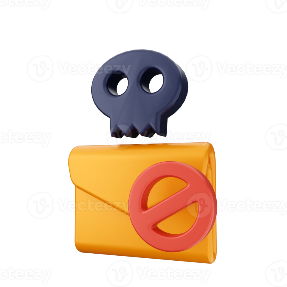 A skull and an envelope with a red cross png