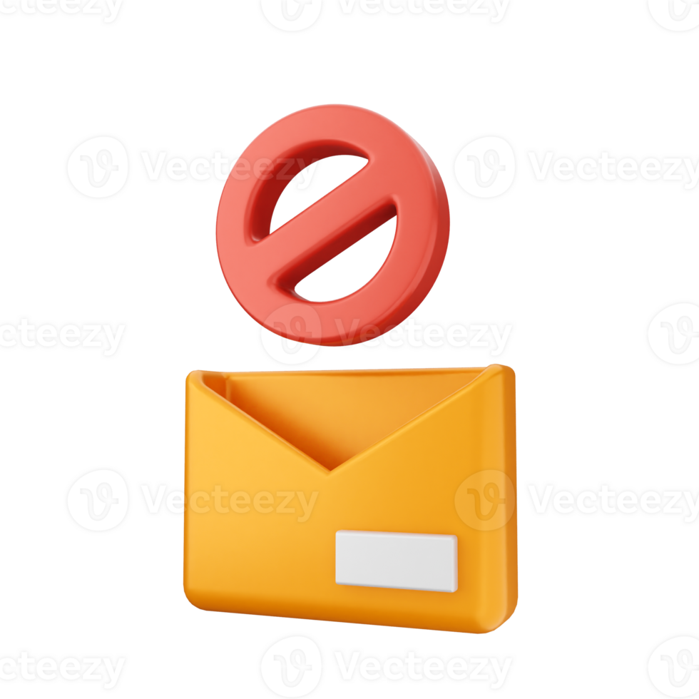 An email envelope with a red no sign on it png
