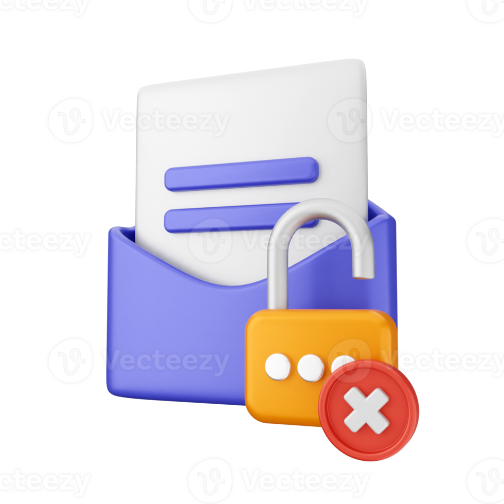 A mail envelope with a padlock and a red cross png