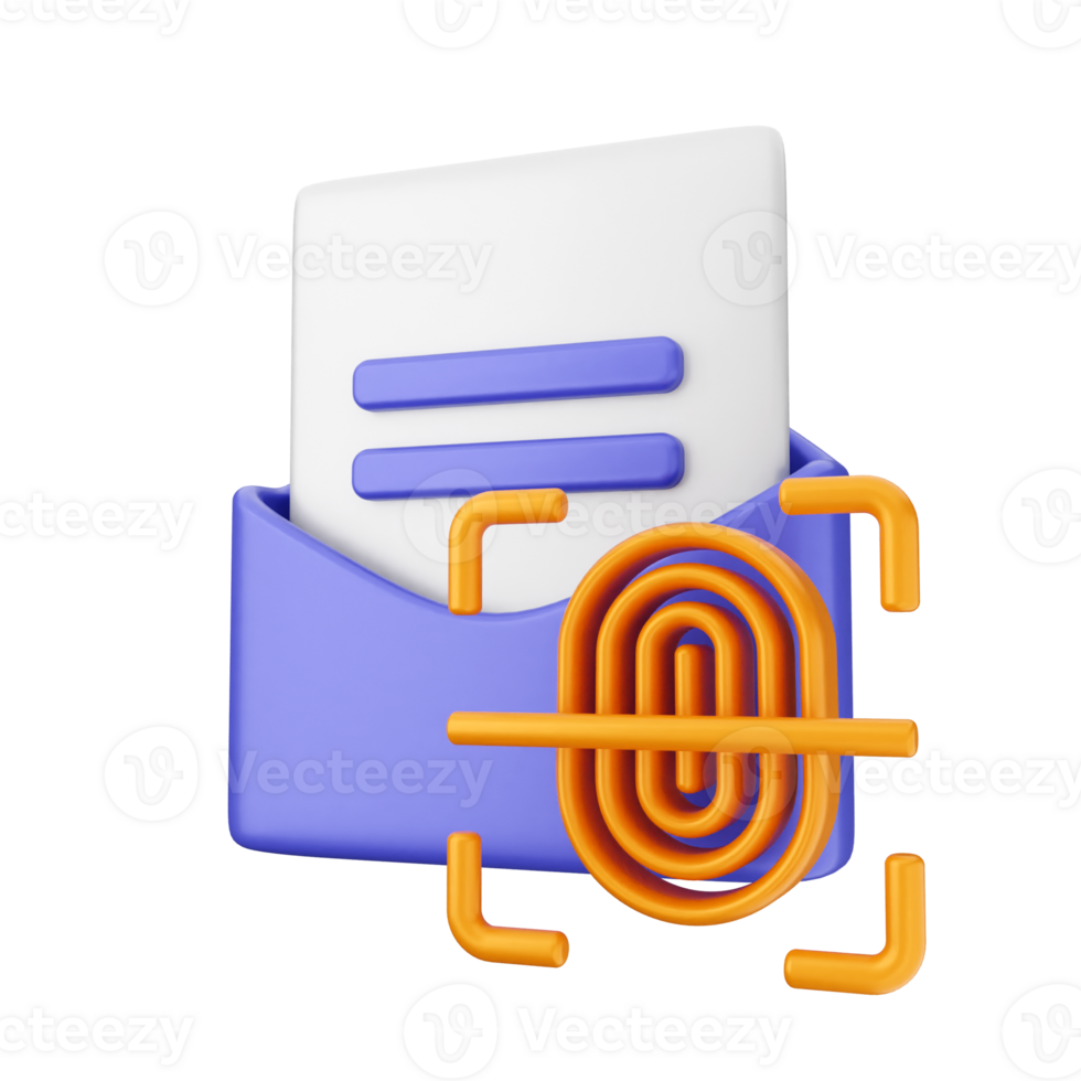 A mail envelope with a fingerprint icon png