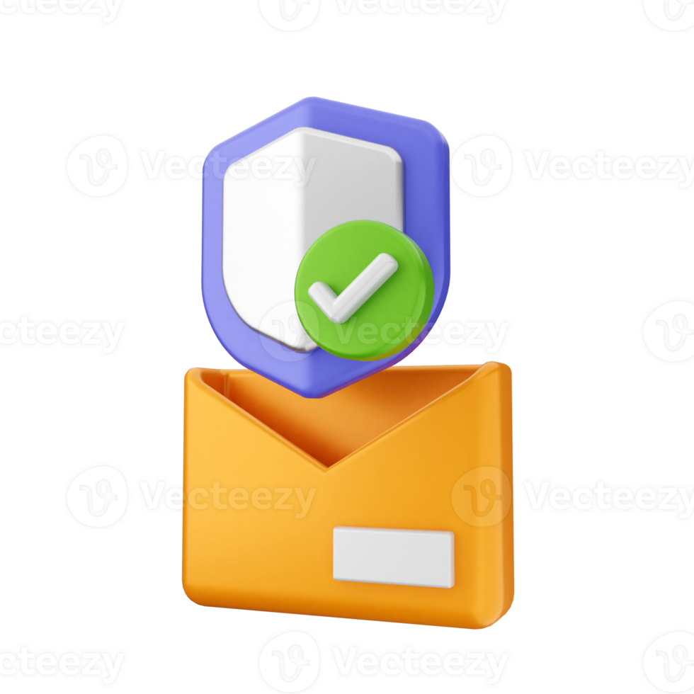 Mail security icon with shield and checkmark png