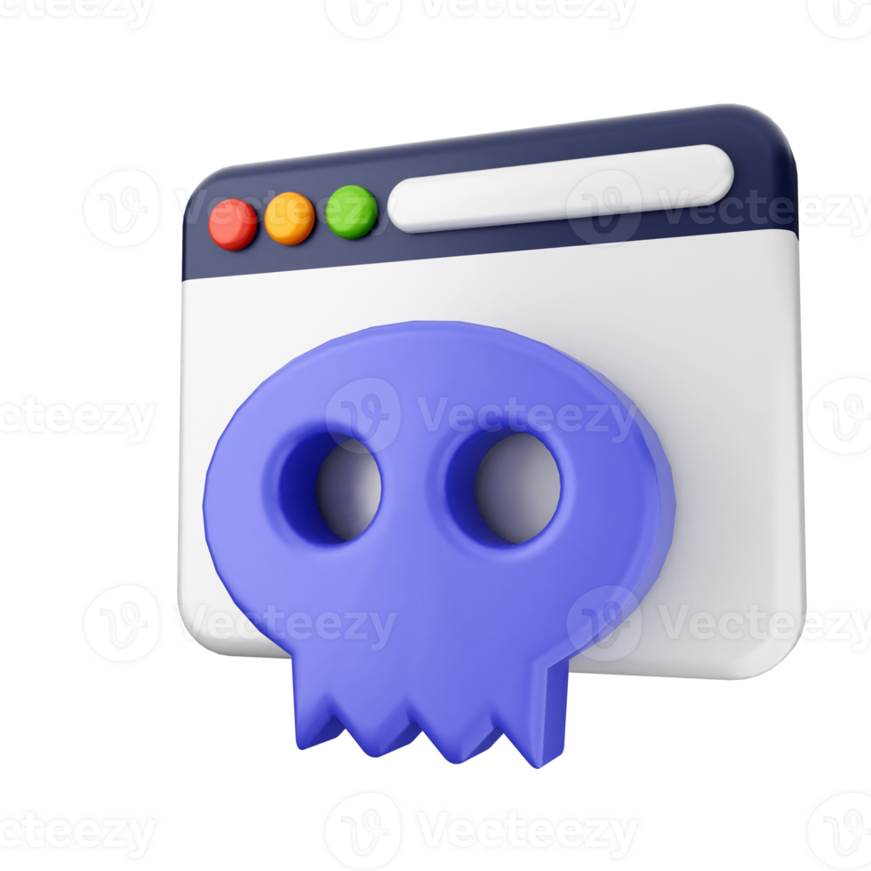 A blue skull icon on a computer screen png