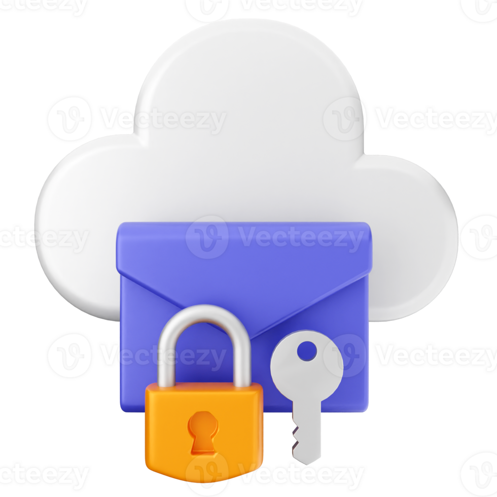 Cloud security with lock and key png