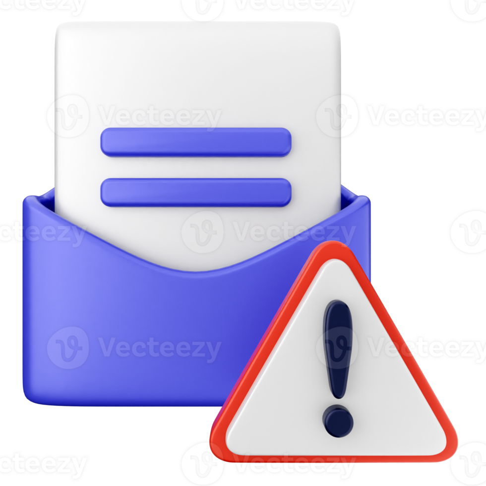 A blue envelope with a warning sign and a white envelope png