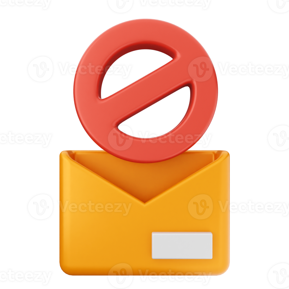 A mail envelope with a red no entry sign on it png