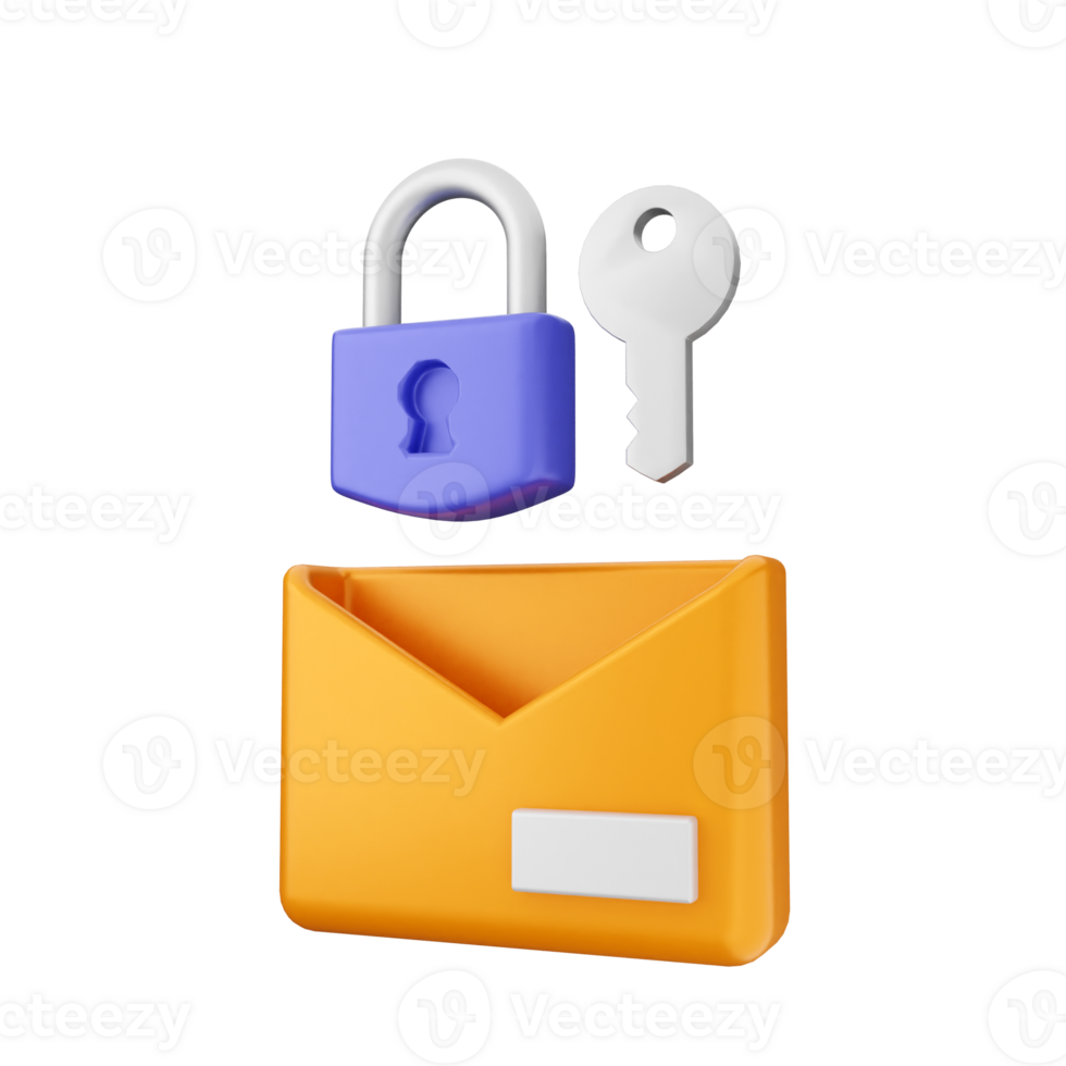 An envelope with a lock and key png