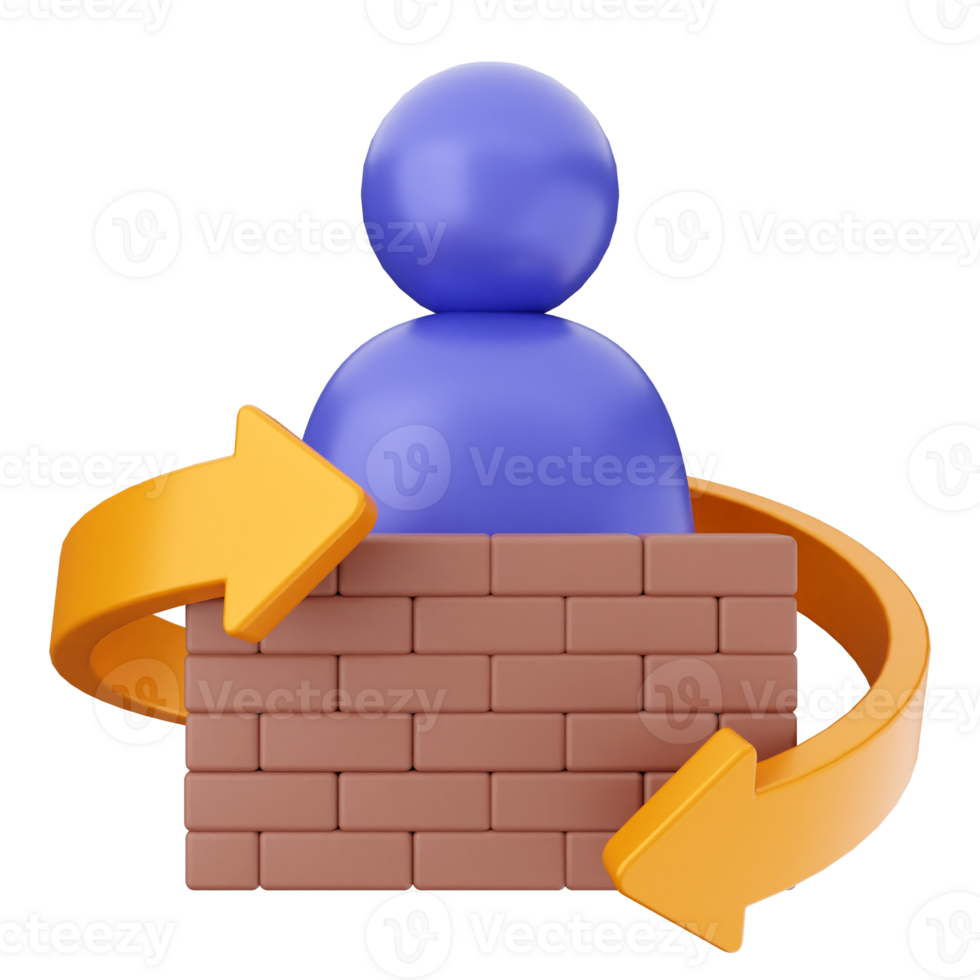 A person with an arrow pointing to a brick wall png