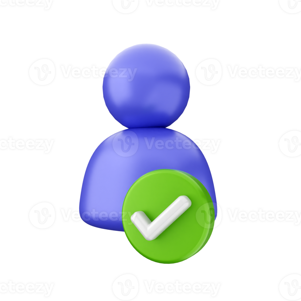 A green check mark icon is shown next to a blue person icon png