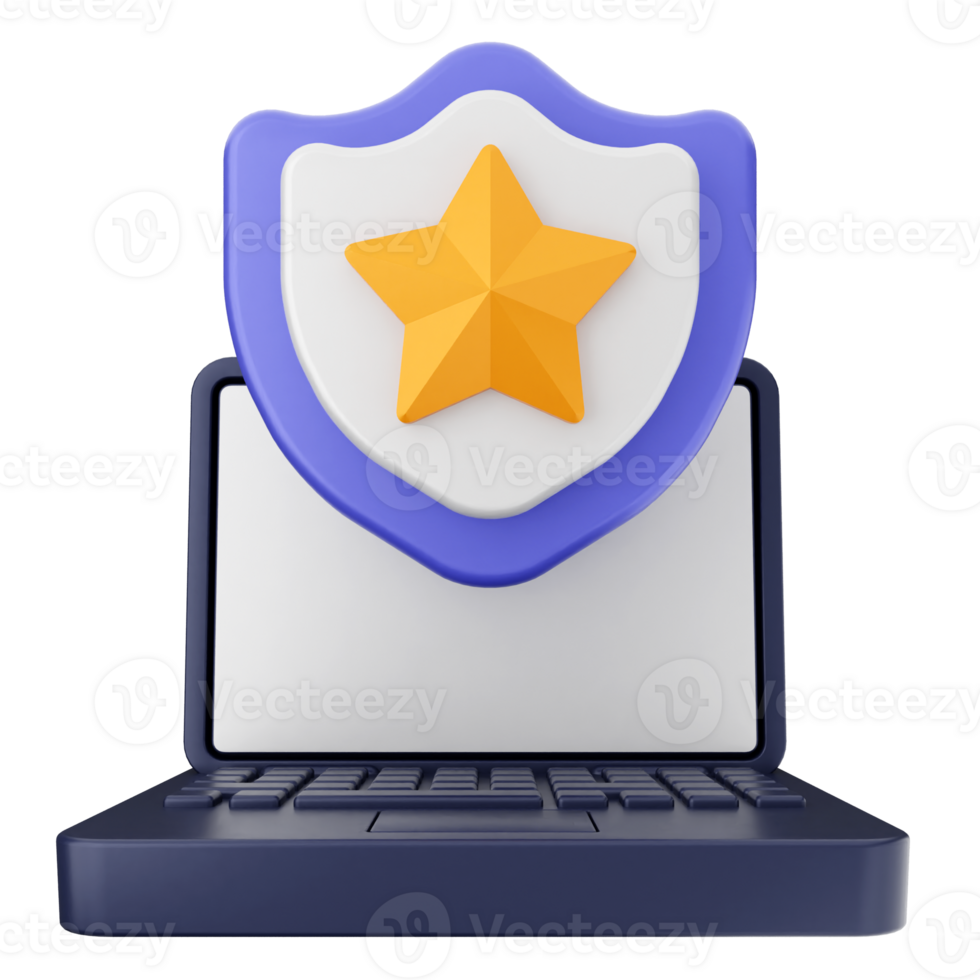 A laptop with a star and shield on it png