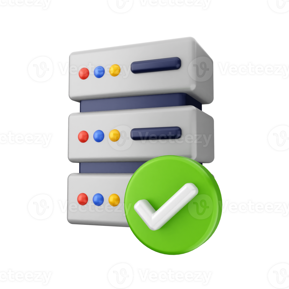 A server with a green tick and a green check mark png