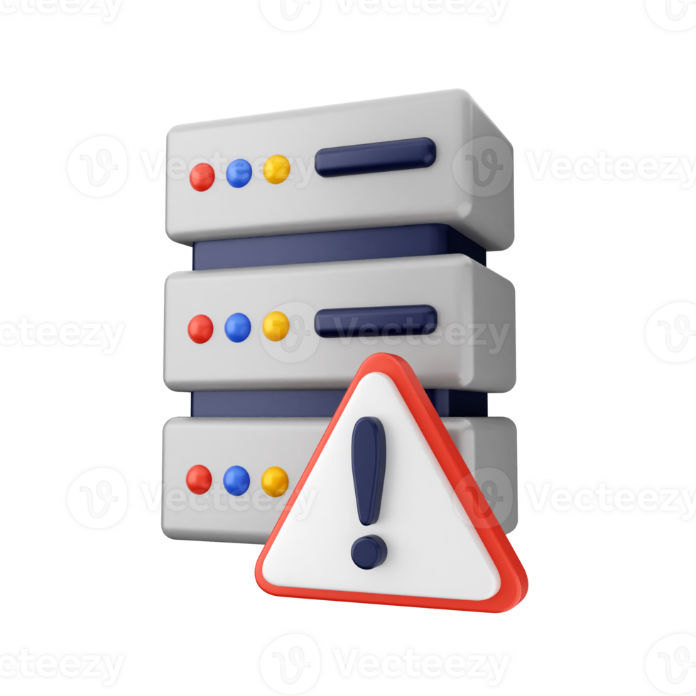 A server with a red and white warning sign png