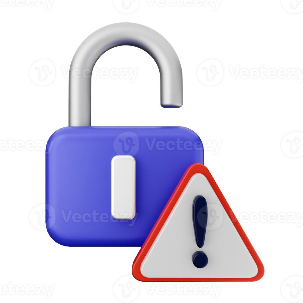 A lock with a warning sign and a padlock png