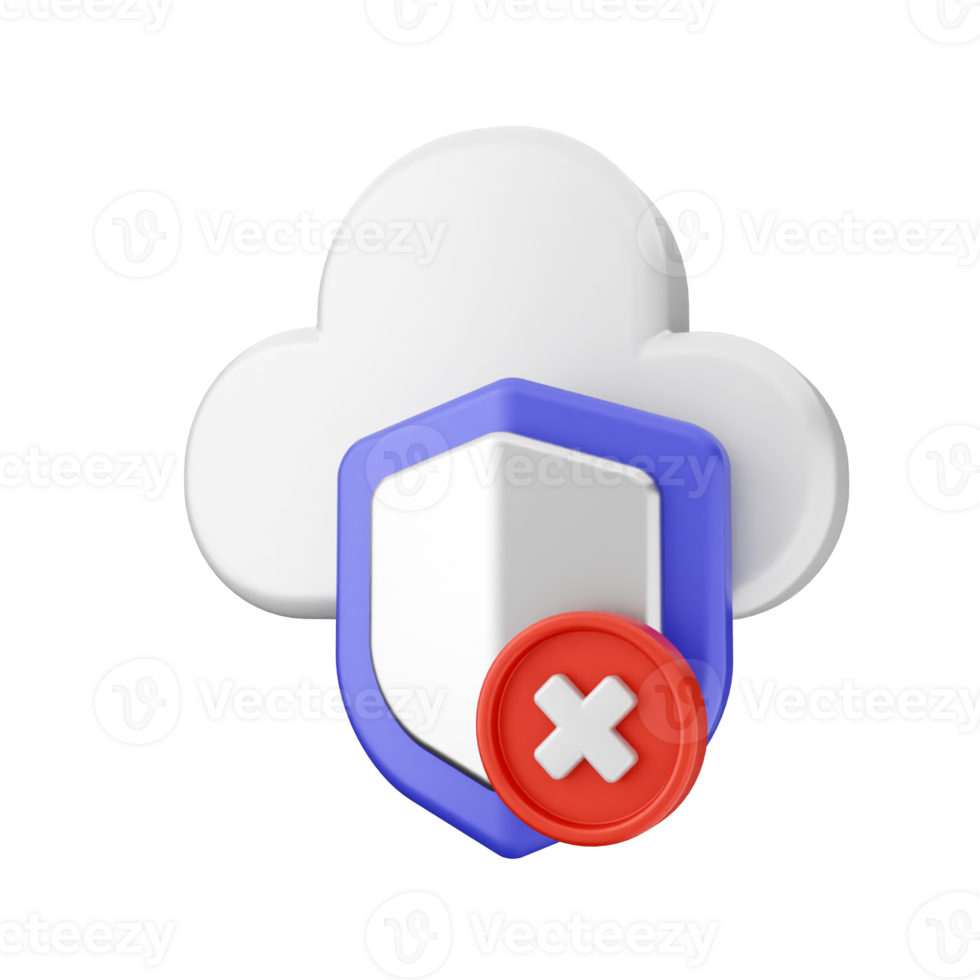 Cloud security icon with red cross png