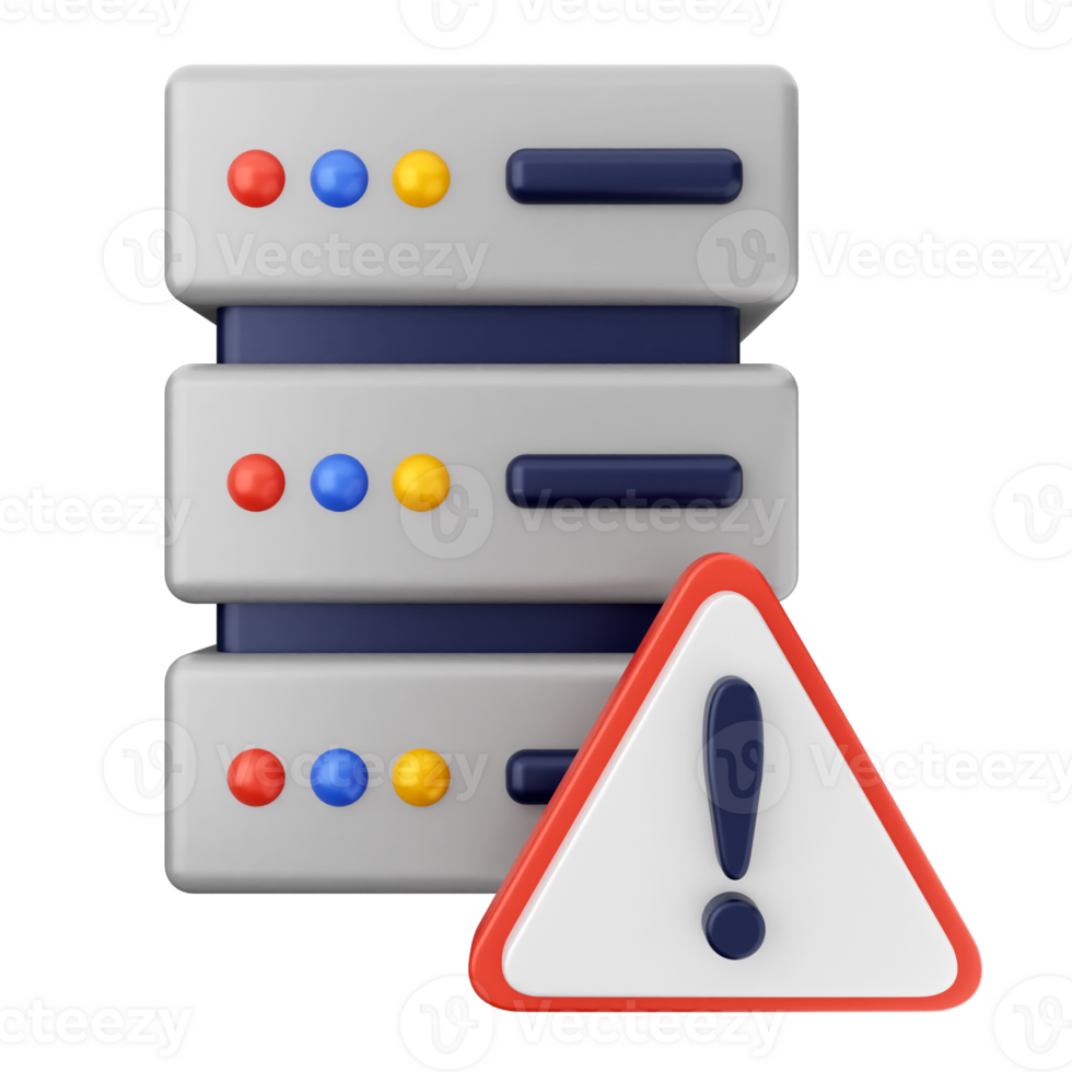 A server with a warning sign and three servers png