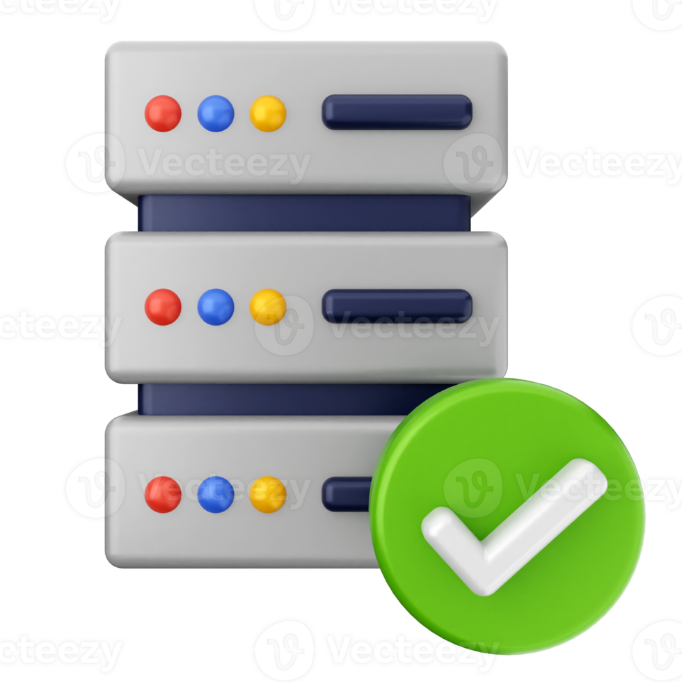 A server with a green tick and a green check mark png