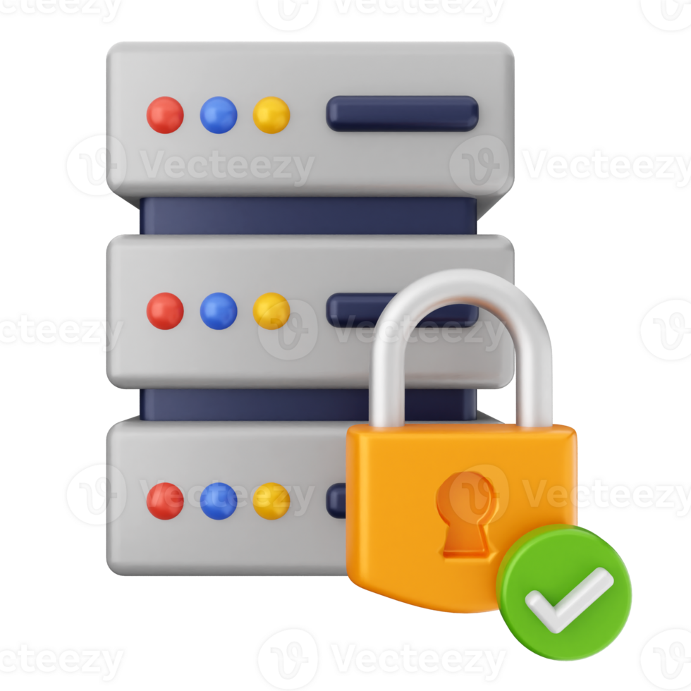 A server with a padlock and a check mark png