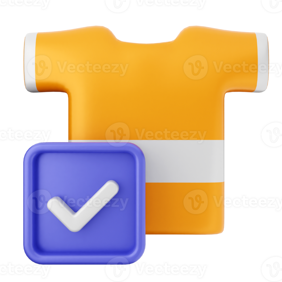 A shirt with a check mark and a blue square png
